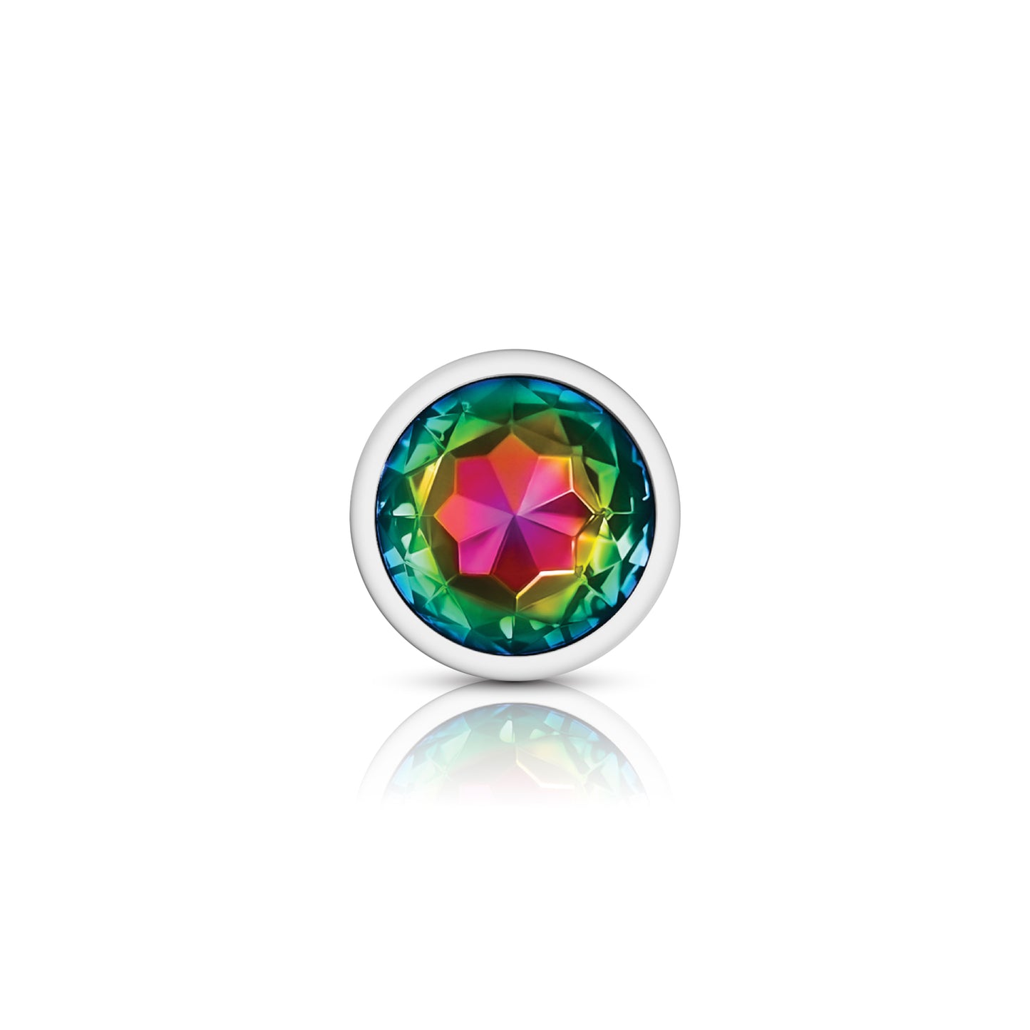 Large Rainbow Gem Metal Butt Plug - Jeweled Anal Plug Temperature Play