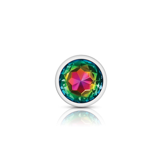 Large Rainbow Gem Metal Butt Plug - Jeweled Anal Plug Temperature Play