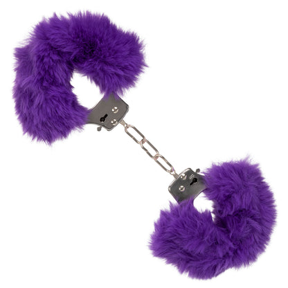 Ultra Fluffy Furry Wrist Cuffs - Adjustable Purple BDSM Restraints with Quick-Release
