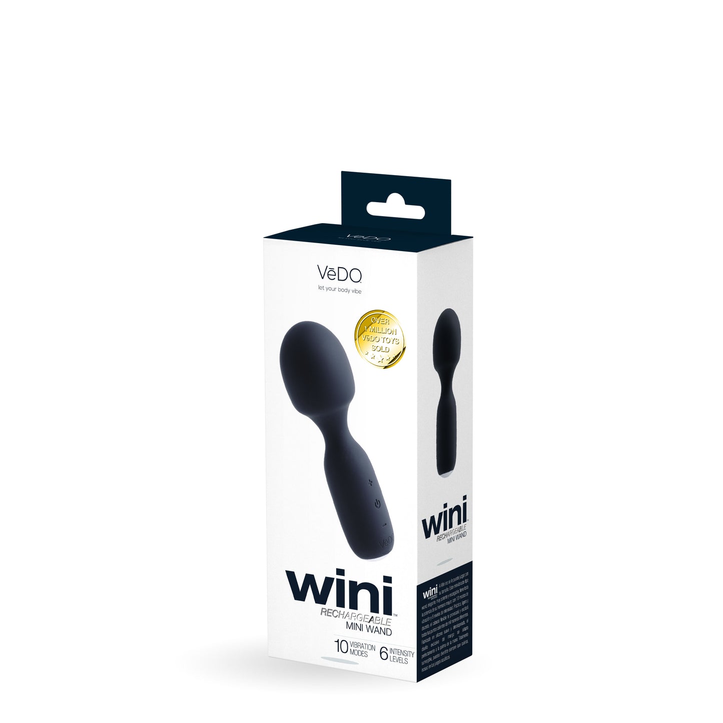 WINI Mini Vibrator Rechargeable 10 Modes 6 Intensities Waterproof Black