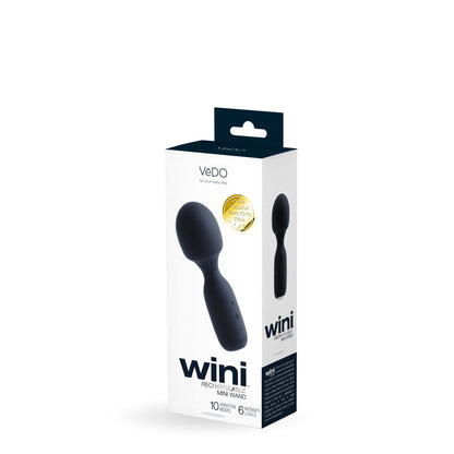 WINI Mini Vibrator Rechargeable 10 Modes 6 Intensities Waterproof Black