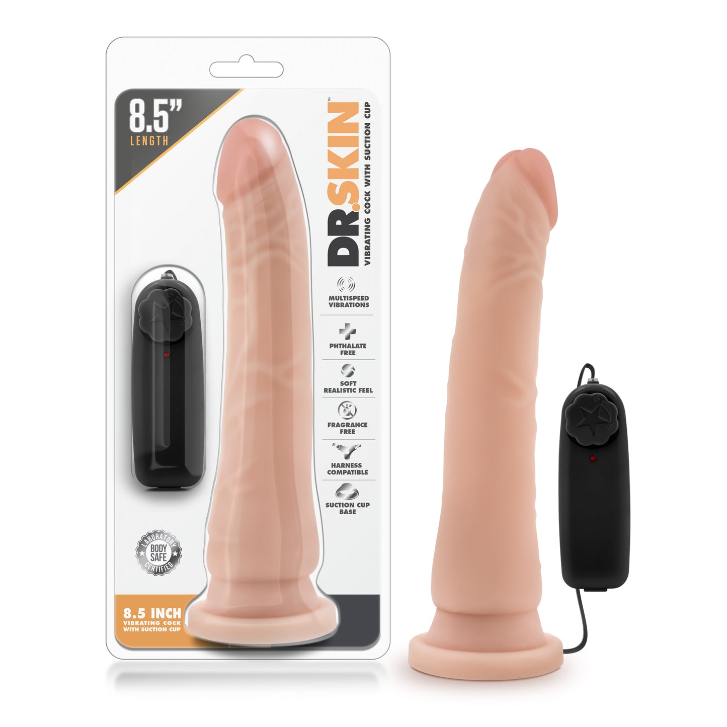 Dr. Skin 8.5 Inch Realistic Vibrating Suction Cup Dildo – Vanilla