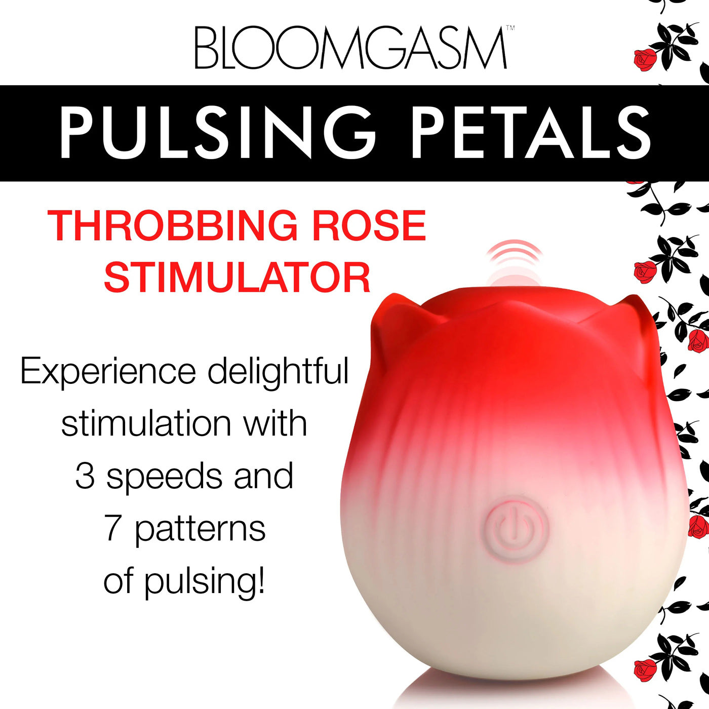 Pulsing Petals Rose Clitoral Pulse Vibrator - Rechargeable Pulsing Stimulator