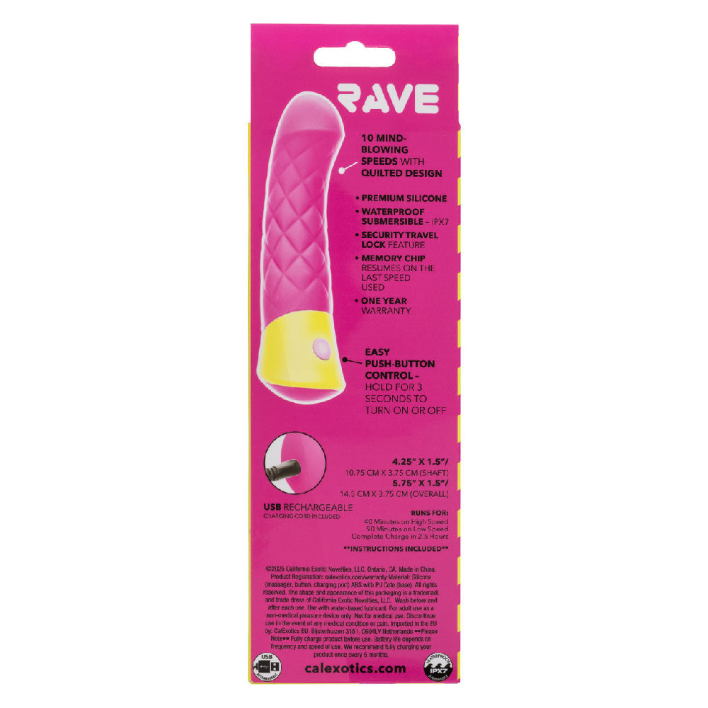 Rave Quilted G-Spot Vibrator Premium Silicone Rechargeable Waterproof
