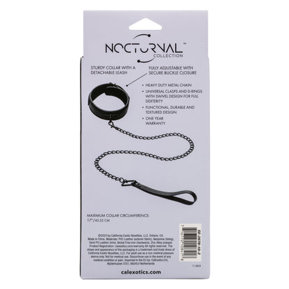 Nocturnal Collection Adjustable BDSM Collar & Chain Leash - Black