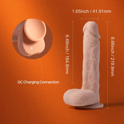 Paxton App-Controlled Vibrating Thrusting Dildo 7.5" with Heating