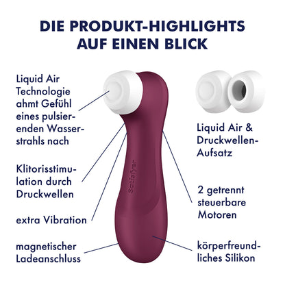 Satisfyer Pro 2 Generation 3 Wine Red Liquid Air Pulse Clitoral Suction Vibrator