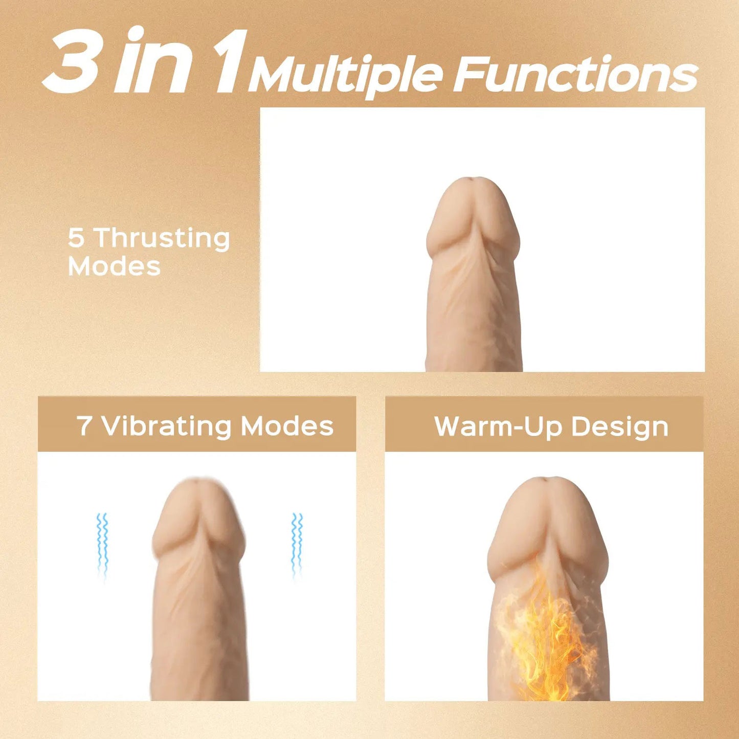8.5 Inch Thrusting Vibrating Dildo App Controlled Heating Realistic Silicone