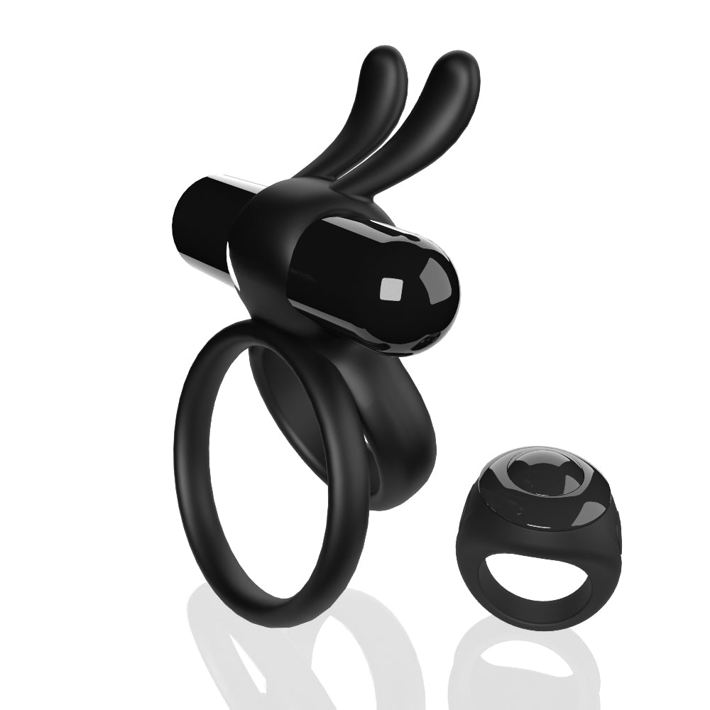 Rechargeable Remote Rabbit Cock Ring XL – Black